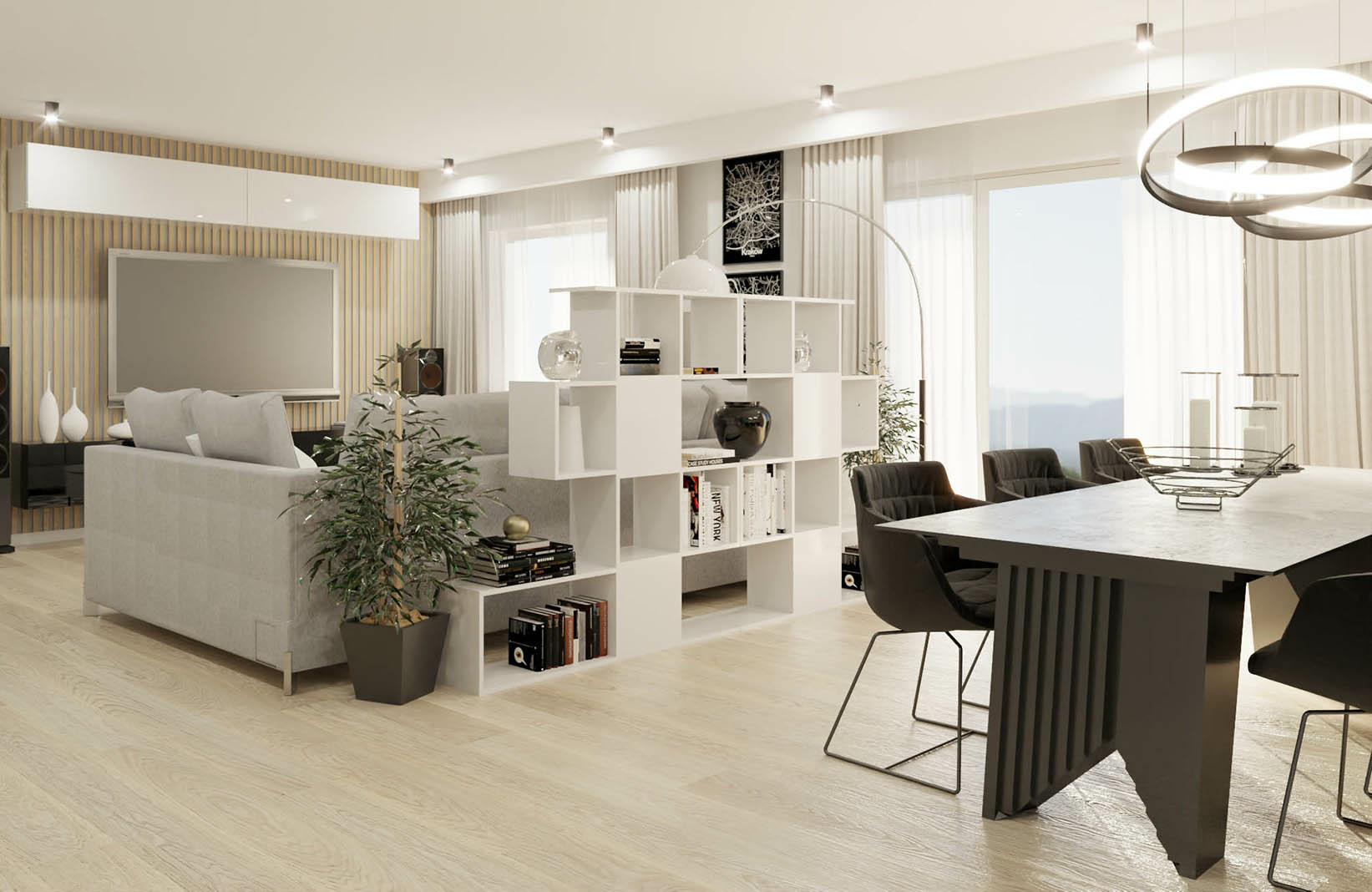 Ako oddeliť obývaciu izbu od jedálne?