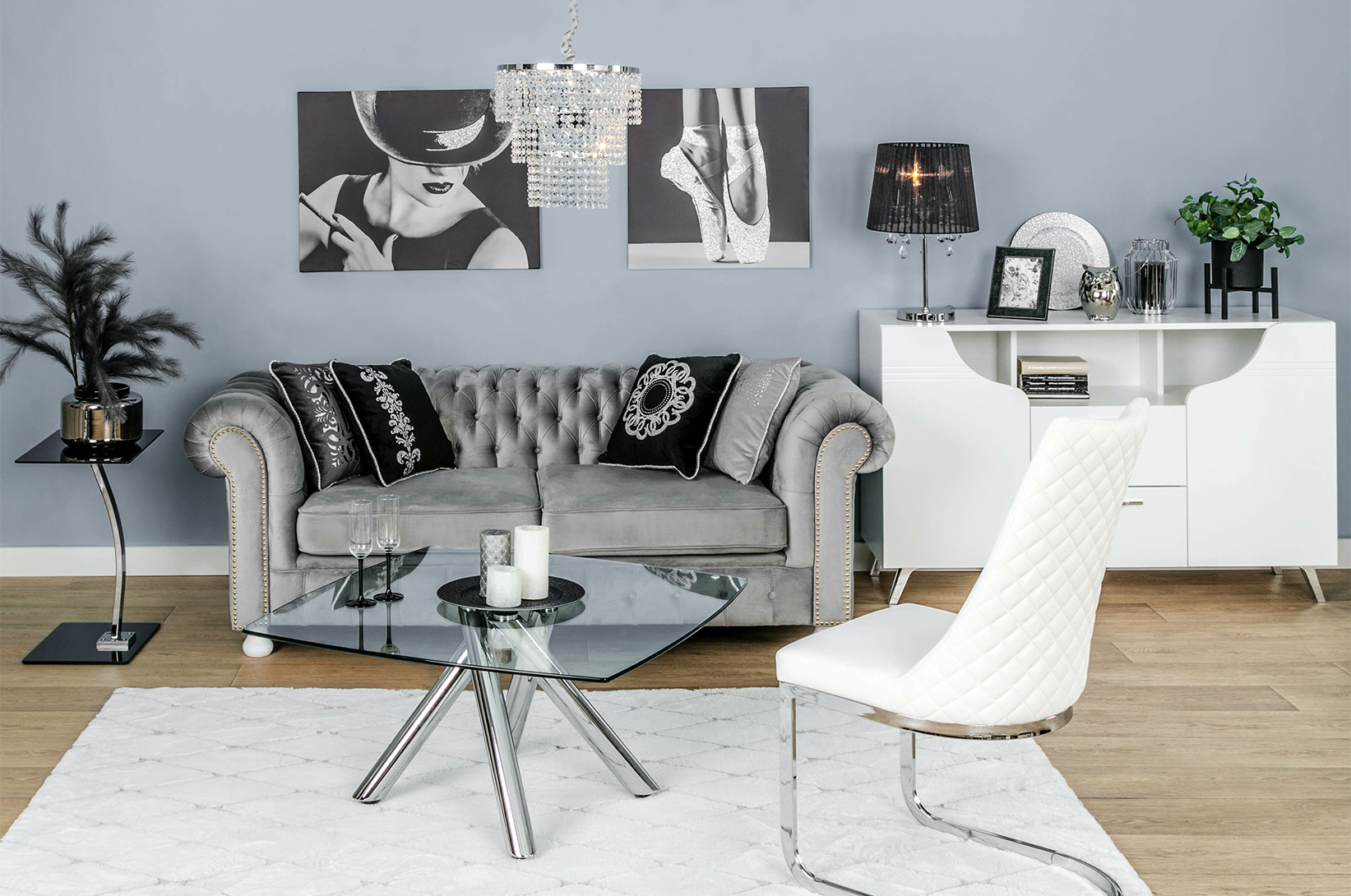 Obývačka v štýle glamour