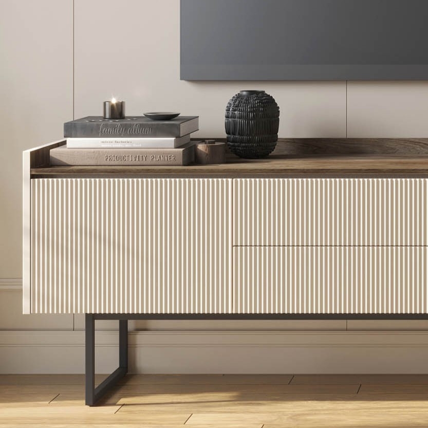 Szafka RTV ryflowana z oświetleniem LAGO