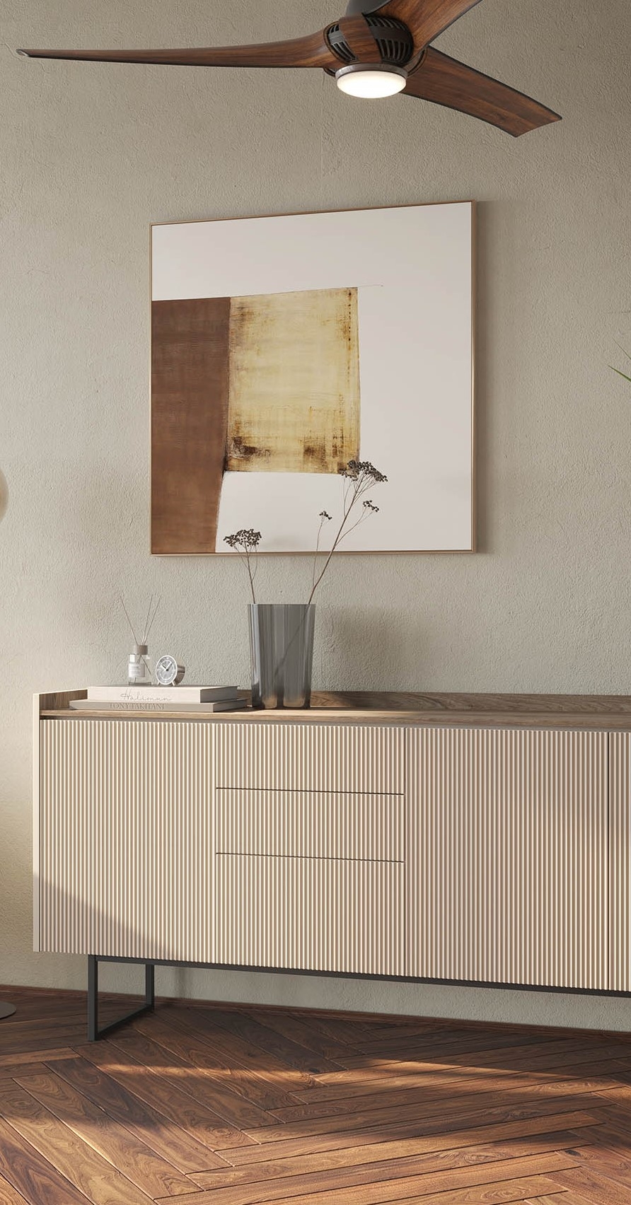 Komoda ryflowana z oświetleniem LAGO