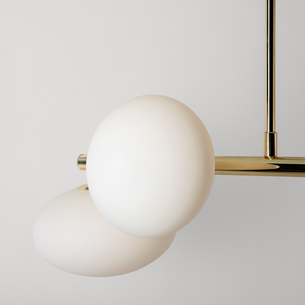 Stropné svietidlo v zlatej farbe 4 oválne tienidlá MILO 68x30 cm