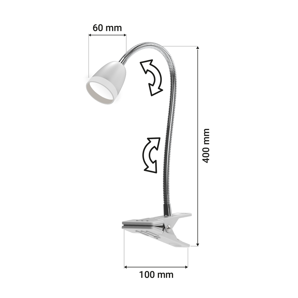 Stolná lampa LED ORO LARUS s klipom biela