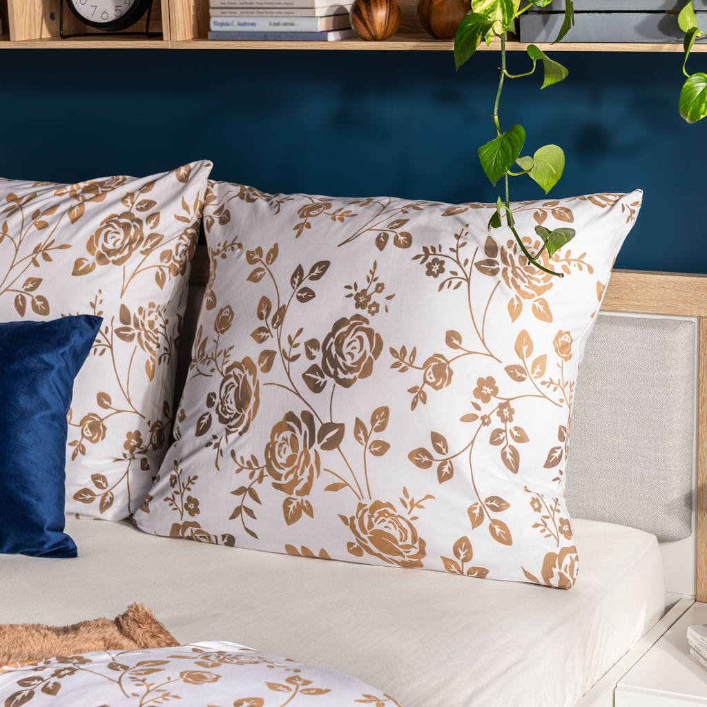 Bavlnená posteľná bielizeň JERSEYLOVE s motívom zlatých ruží 160x200 cm