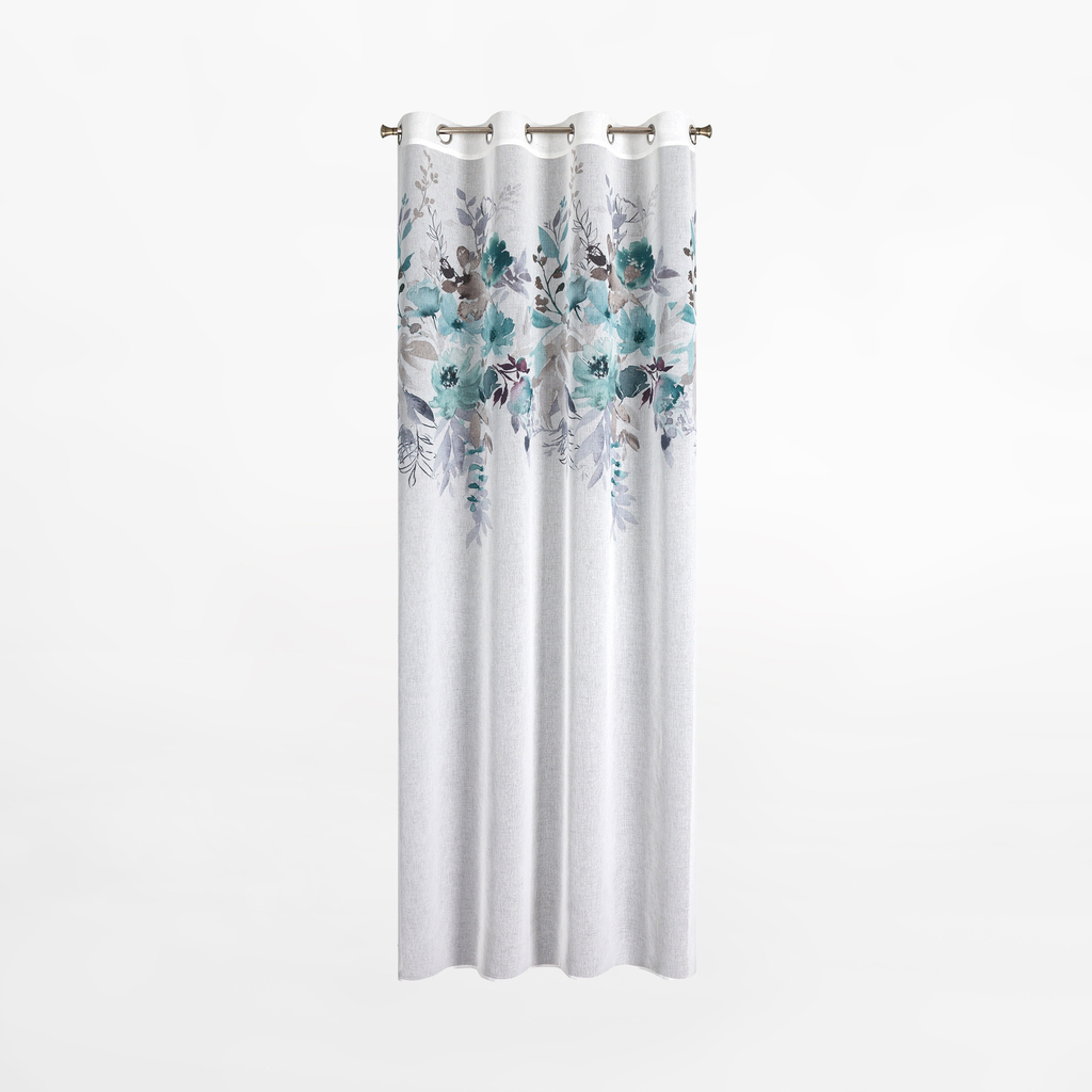 Záves na priechodkách bielo-tyrkysový GRETA 140x250 cm