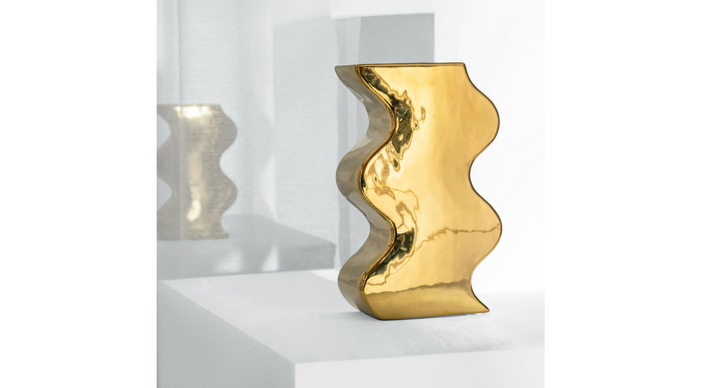 Geometrická váza zlatá 20 cm