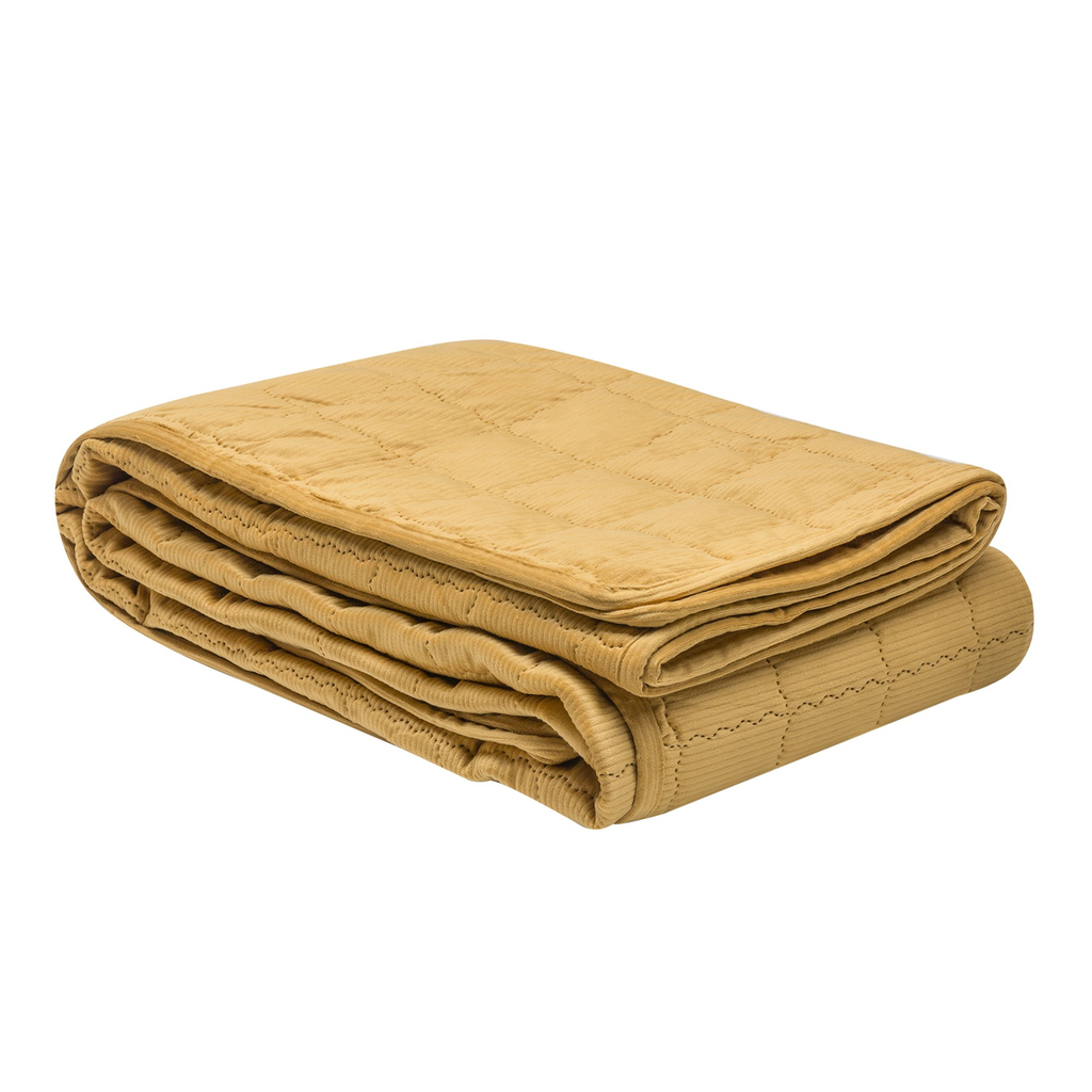 Horčicový menčestrový prehoz na posteľ TIMON 200x220 cm