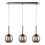 Závesné svietidlo s 3 sklenenými tienidlami, chromované, MONIC