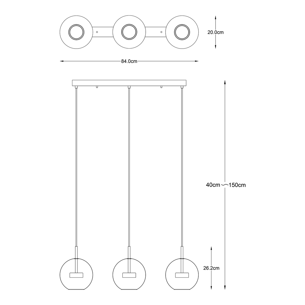 Závesné LED svietidlo ENCELADUS 3 gule zlaté
