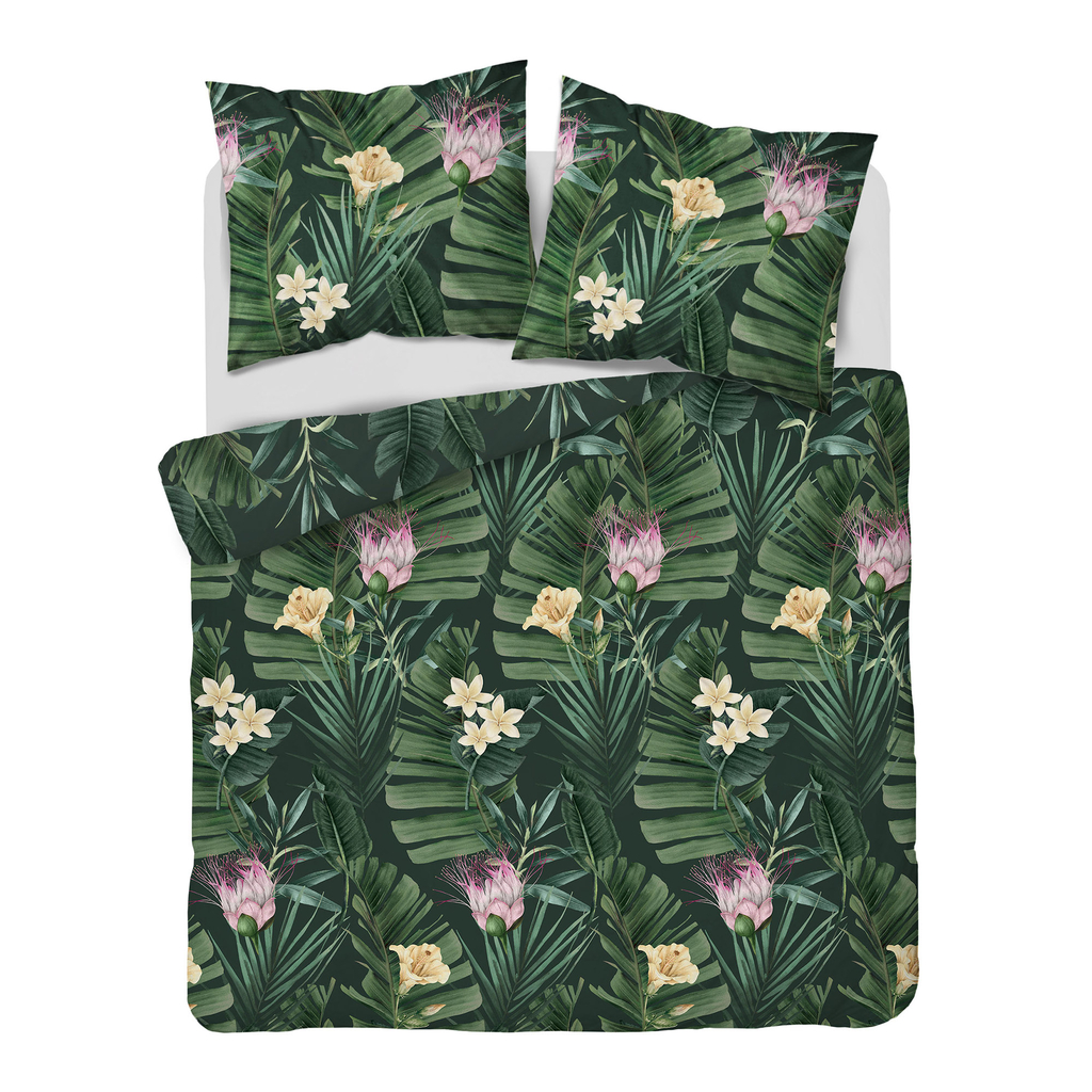Posteľná súprava JUNGLE z bavlneného saténu s tropickými kvetmi 220x200 cm