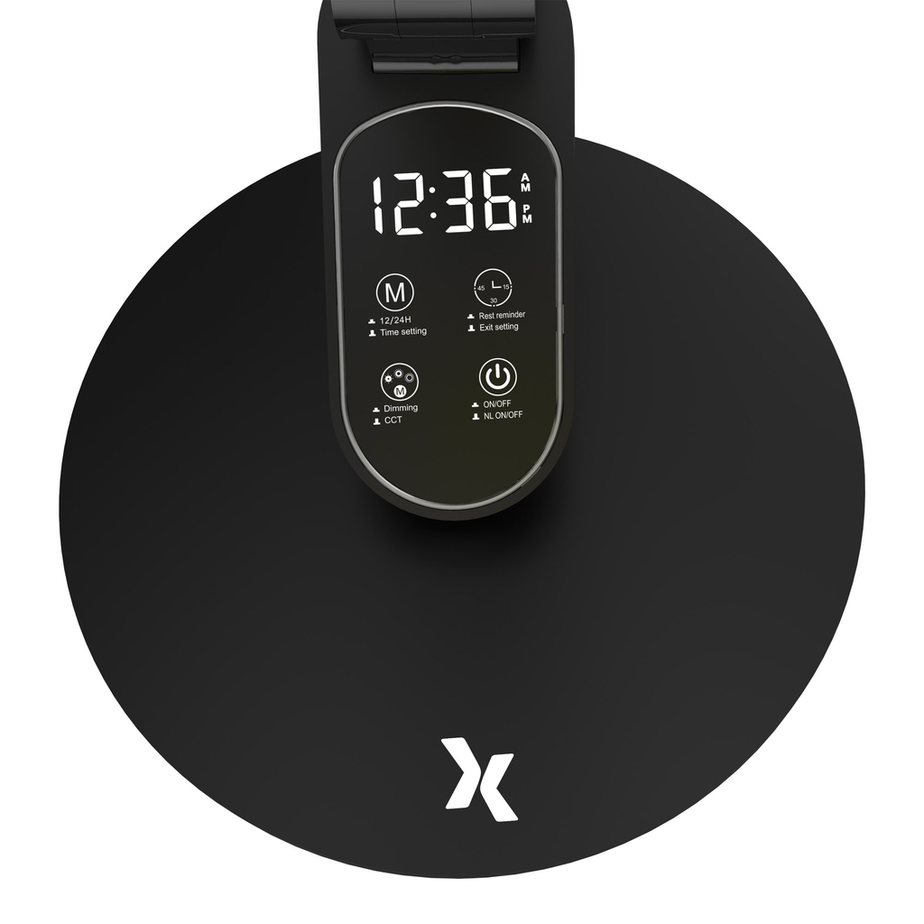 Stolná LED lampa ARTIS s displejom, čierna