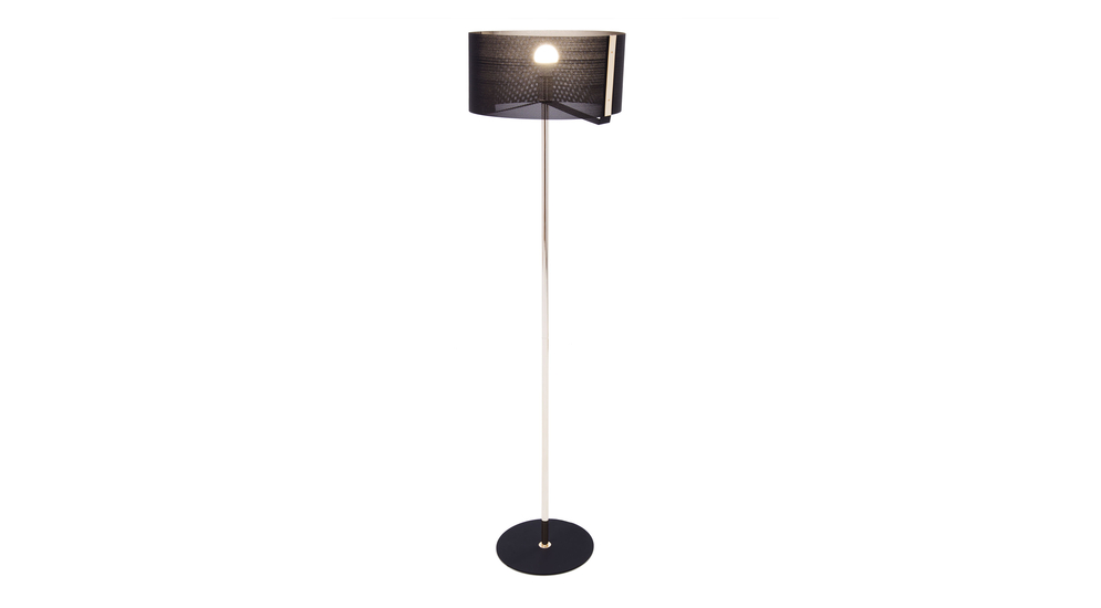 Stojacia lampa s ozdobným tienidlom čierno-zlatá ETRO