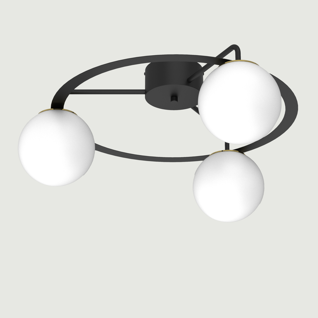 Stropné svietidlo BALLO III 3 tienidlá gule čierno-zlaté
