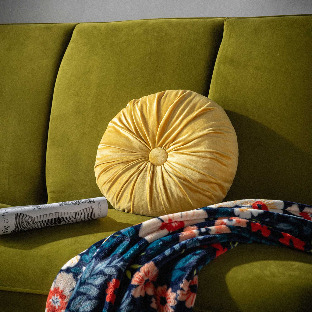 Dekoratívny okrúhly vankúš SELMA žltý 40 cm