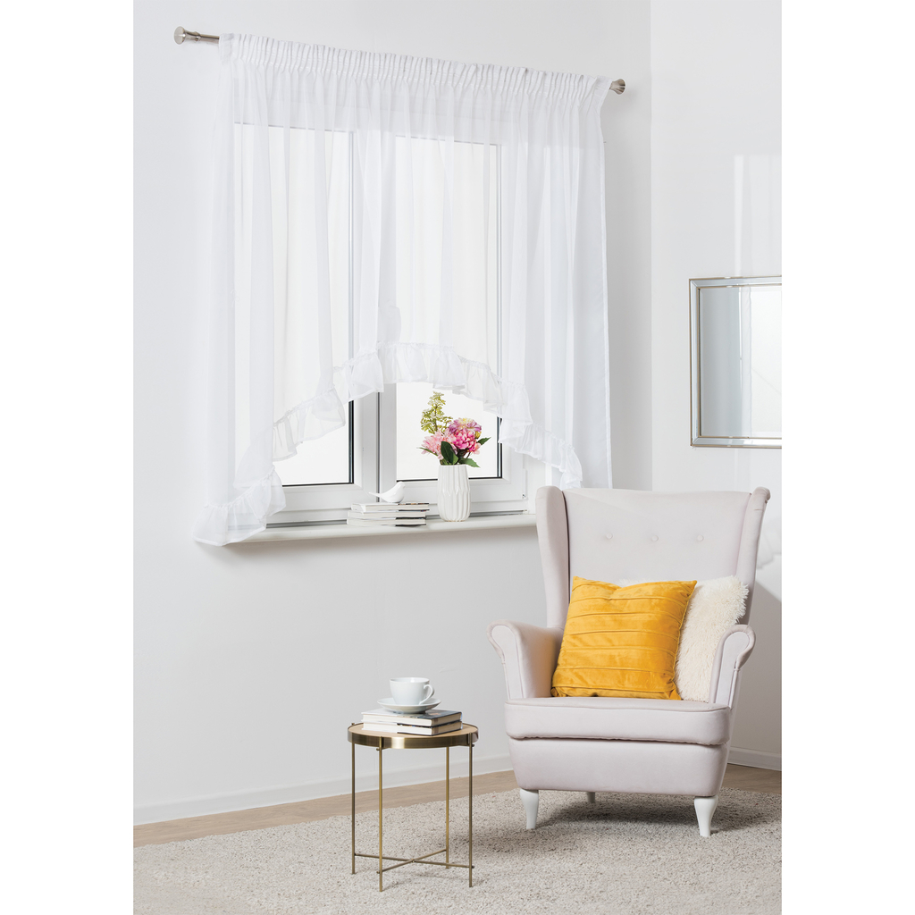 Záclona s volánom na riasiacej páske biela JULIA 160x290cm
