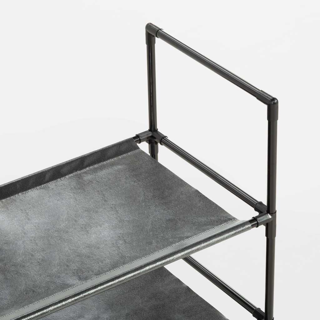 Regál na topánky, 4 police, čierny, 59x28x72 cm