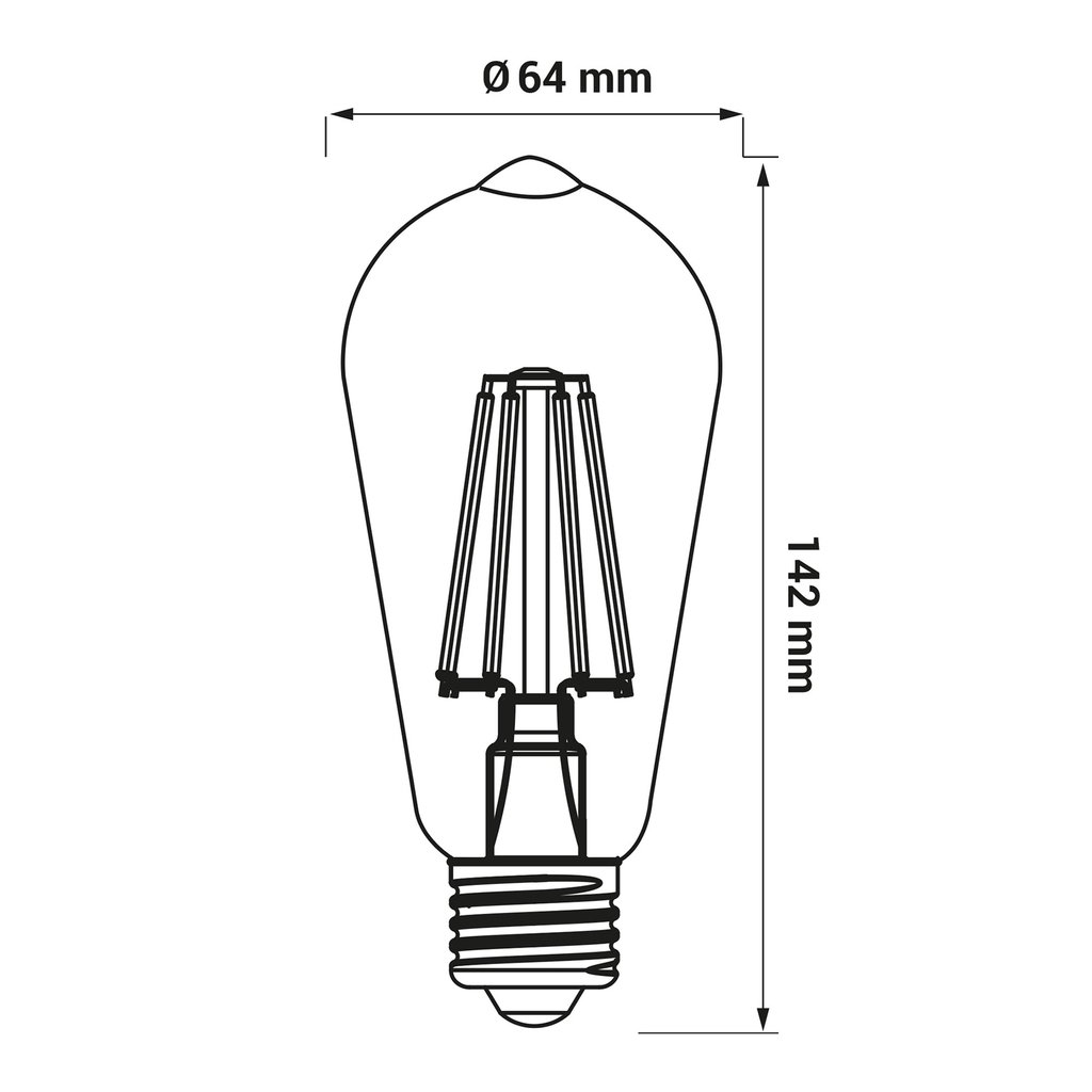 Dekoratívna retro LED žiarovka E27 1,3W teplá farba ORO-E27-ST64-FL-AMBER-1,3W-WW