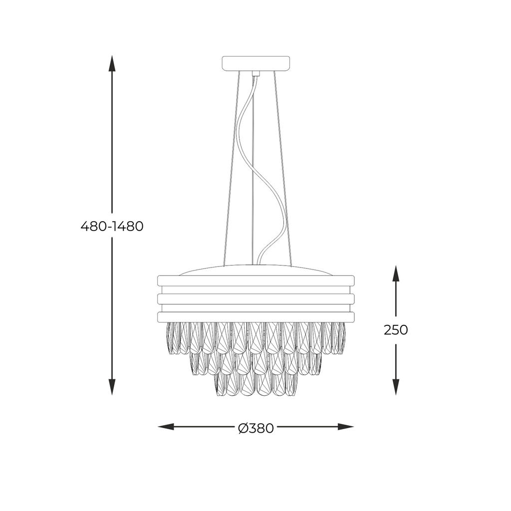 Luster na lanku zlatý 4xE14 NAICA P0525-04A-F4V6