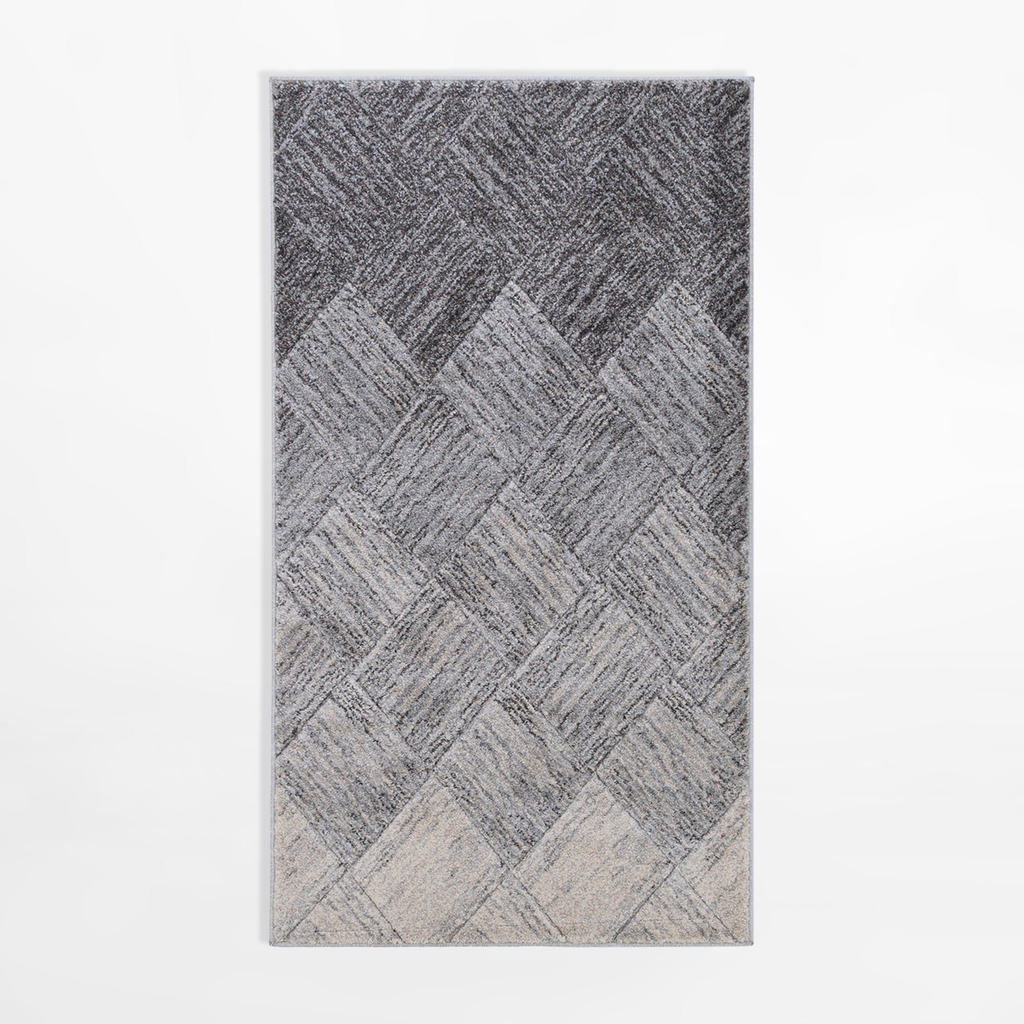 Koberec s geometrickým vzorom KERY, sivo-krémový, 80x150 cm