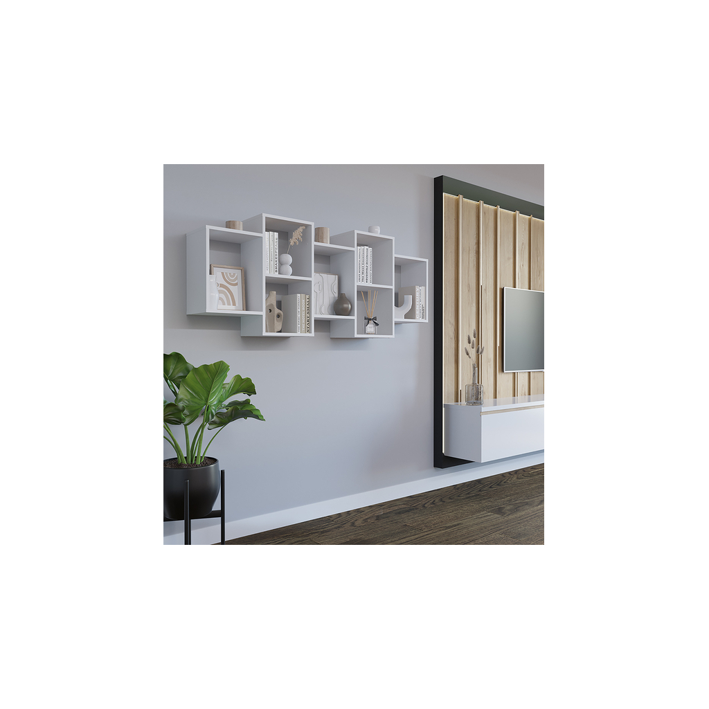 Závesná knižnica biela TRIO