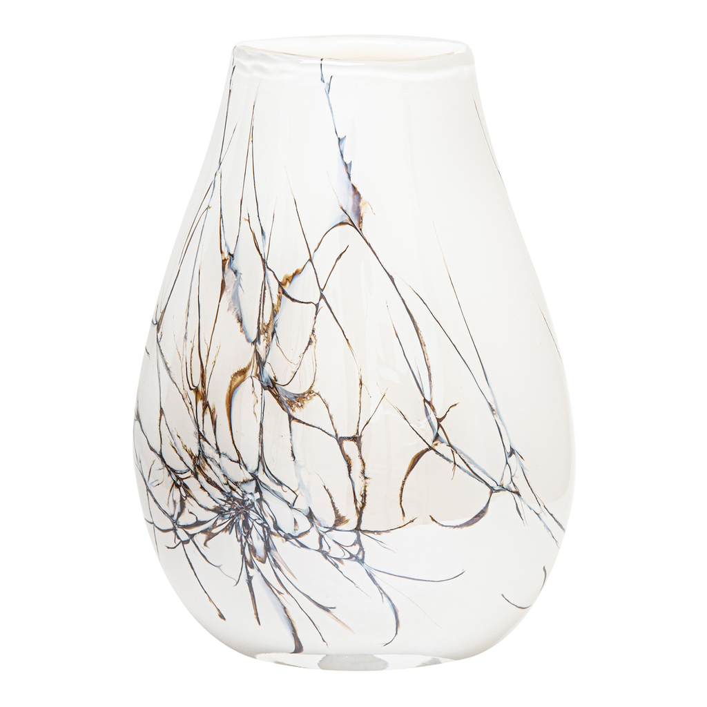Sklenená váza RETRO biela 30 cm