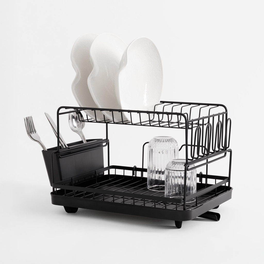 Dvojúrovňová sušička riadu čierna 44,3x33x26,8 cm