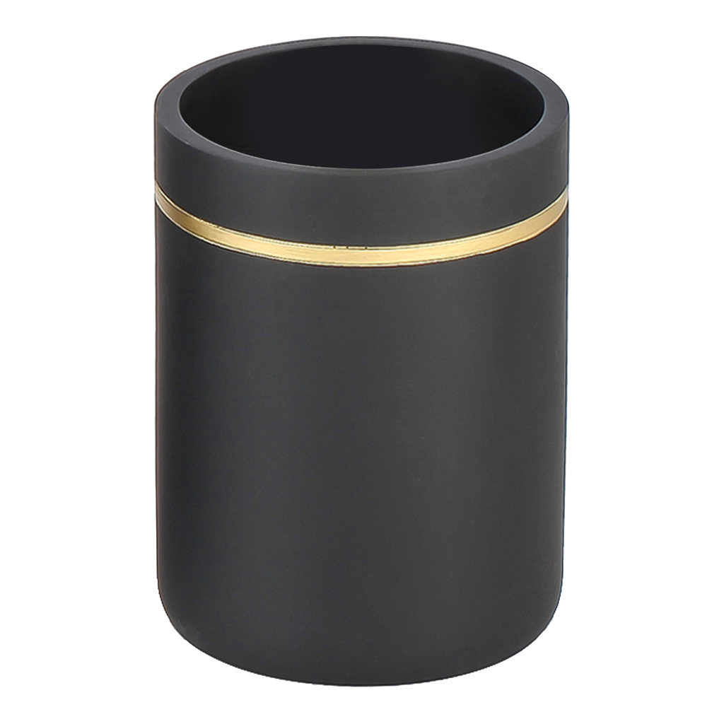 Čierny kúpeľňový hrnček so zlatým dekorom 10,1 cm