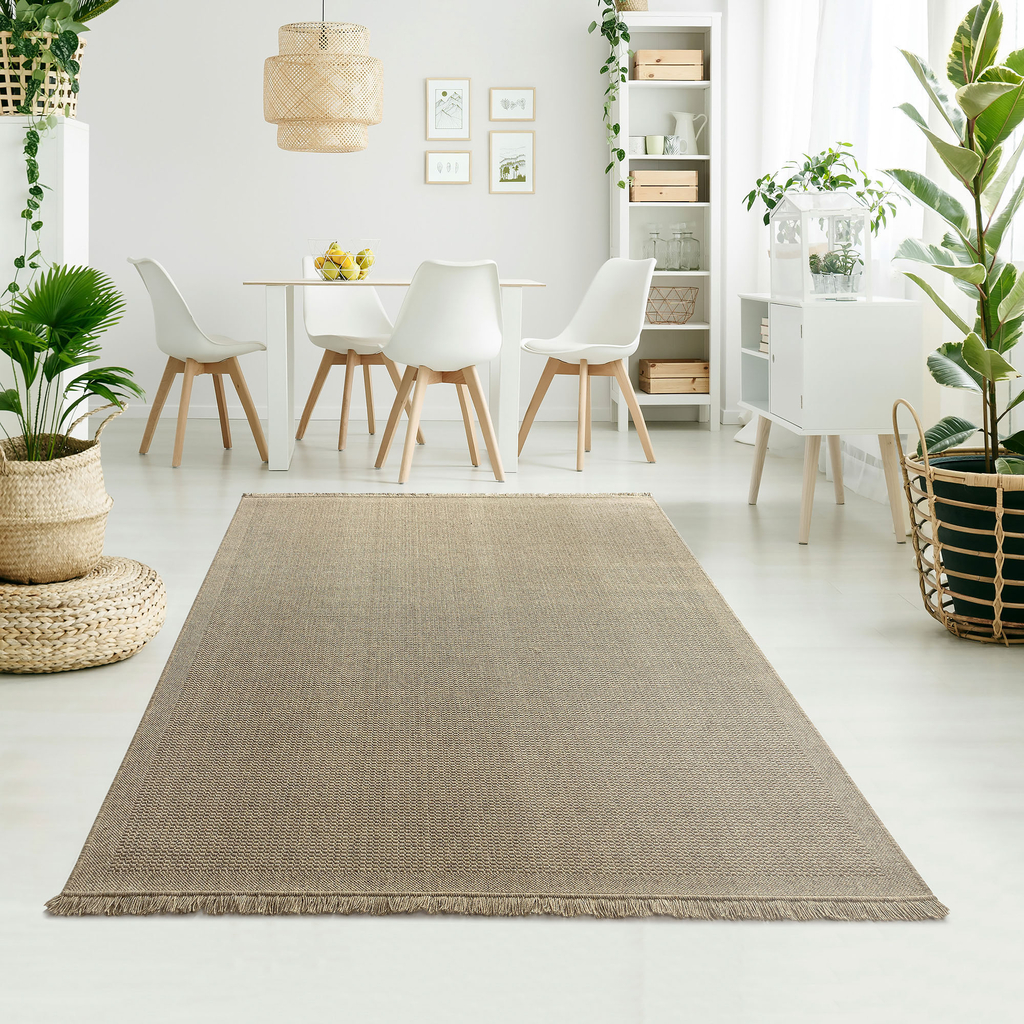 Vlnený koberec WOOL so strapcami béžový 80x150 cm