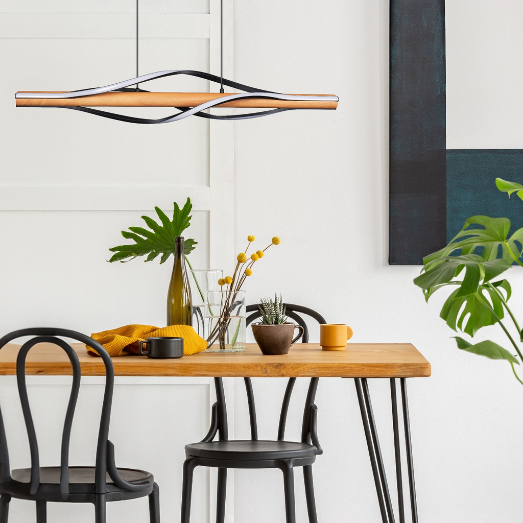 Závesné svietidlo LED drevené čierne BAEZ