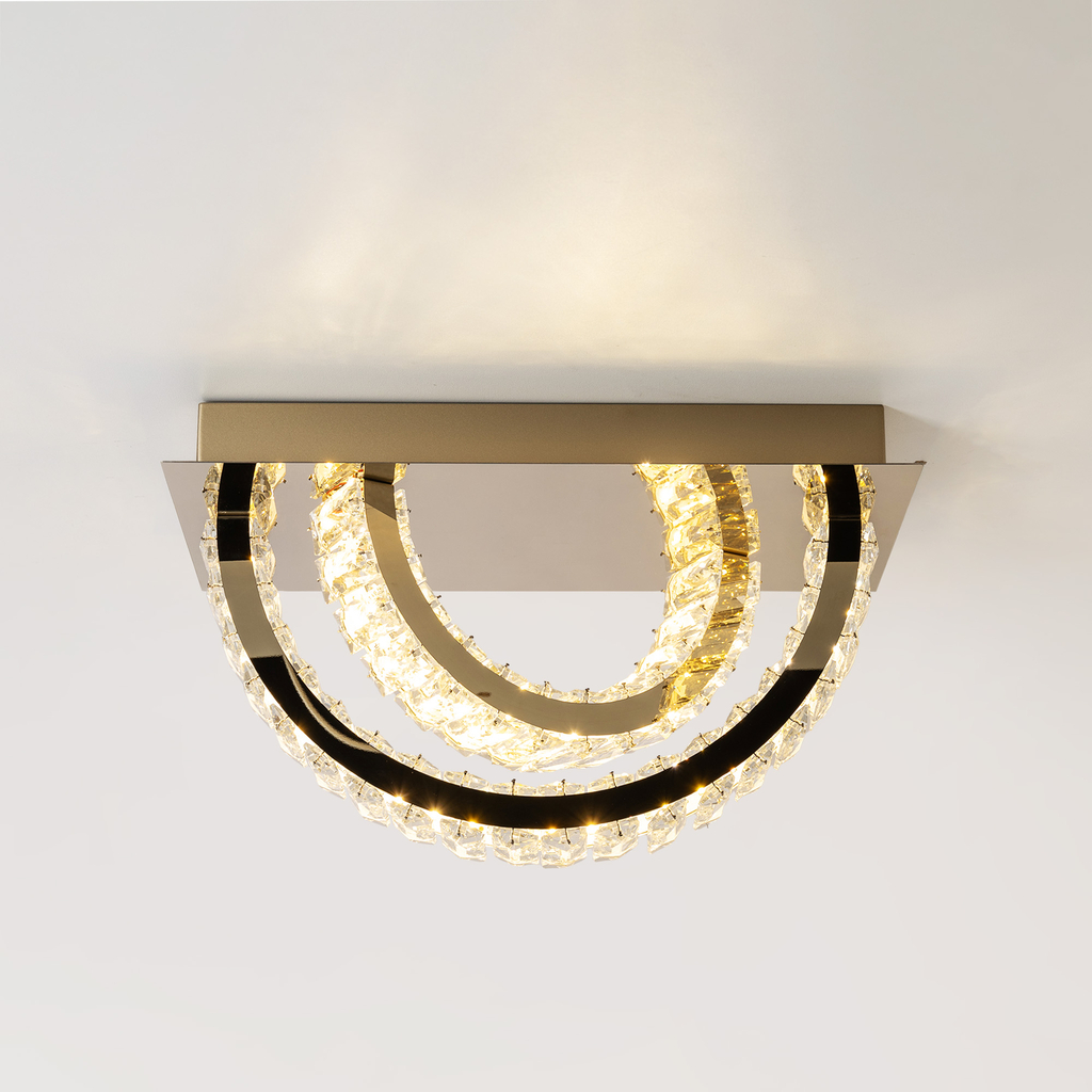 Zlaté stropné svietidlo so 2 krúžkami a diaľkovým ovládaním TULA