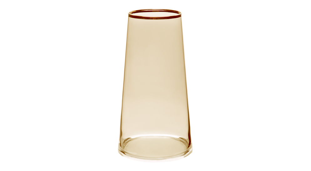 Jantárová sklenená váza so zlatým prúžkom LISTER 28 cm