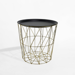 Stolík s úložným priestorom 38 cm zlato-čierny