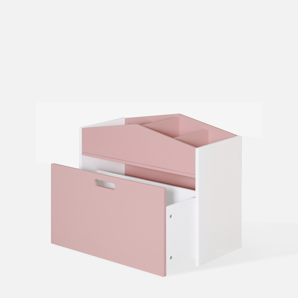 Truhla na hračky FALIANO bielo-ružová