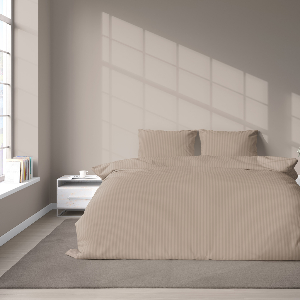 Bavlnená damašková posteľná bielizeň PURE, taupe 220x200 cm