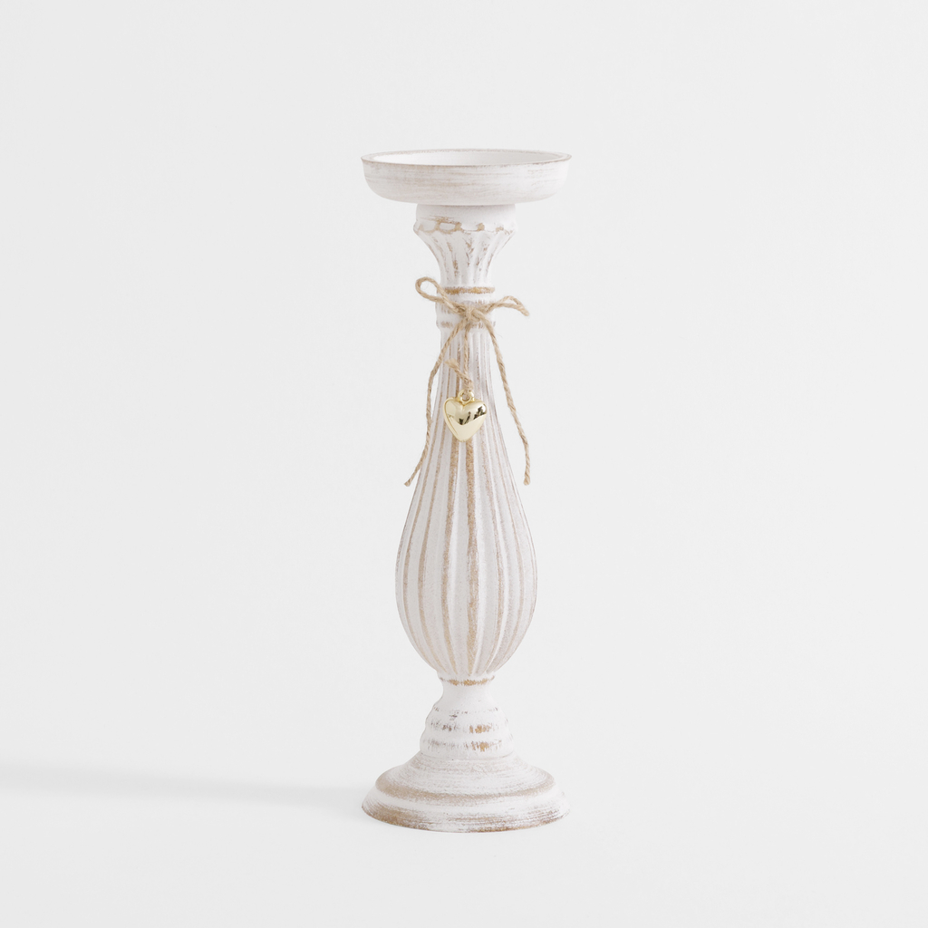 Svietnik na jednu sviečku, biely 34 cm