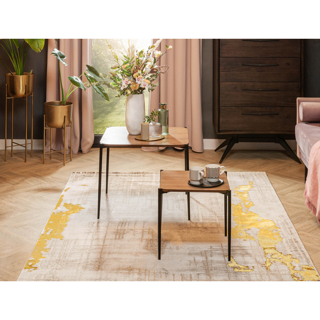 Loftový koberec GRANDE so zlatým vzorom 120 x 170 cm