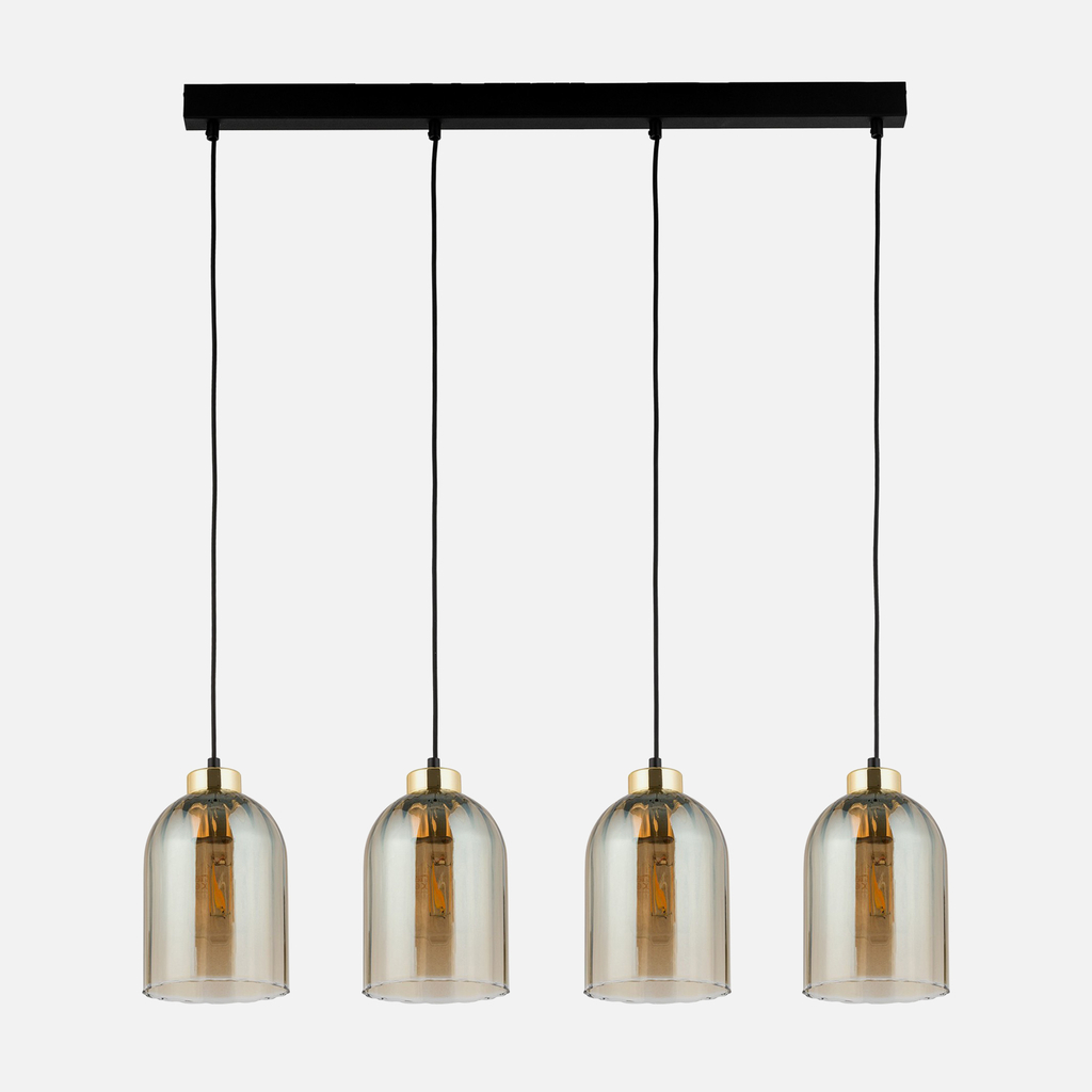 Závesné svietidlo so 4 tienidlami amber SATIPO 4