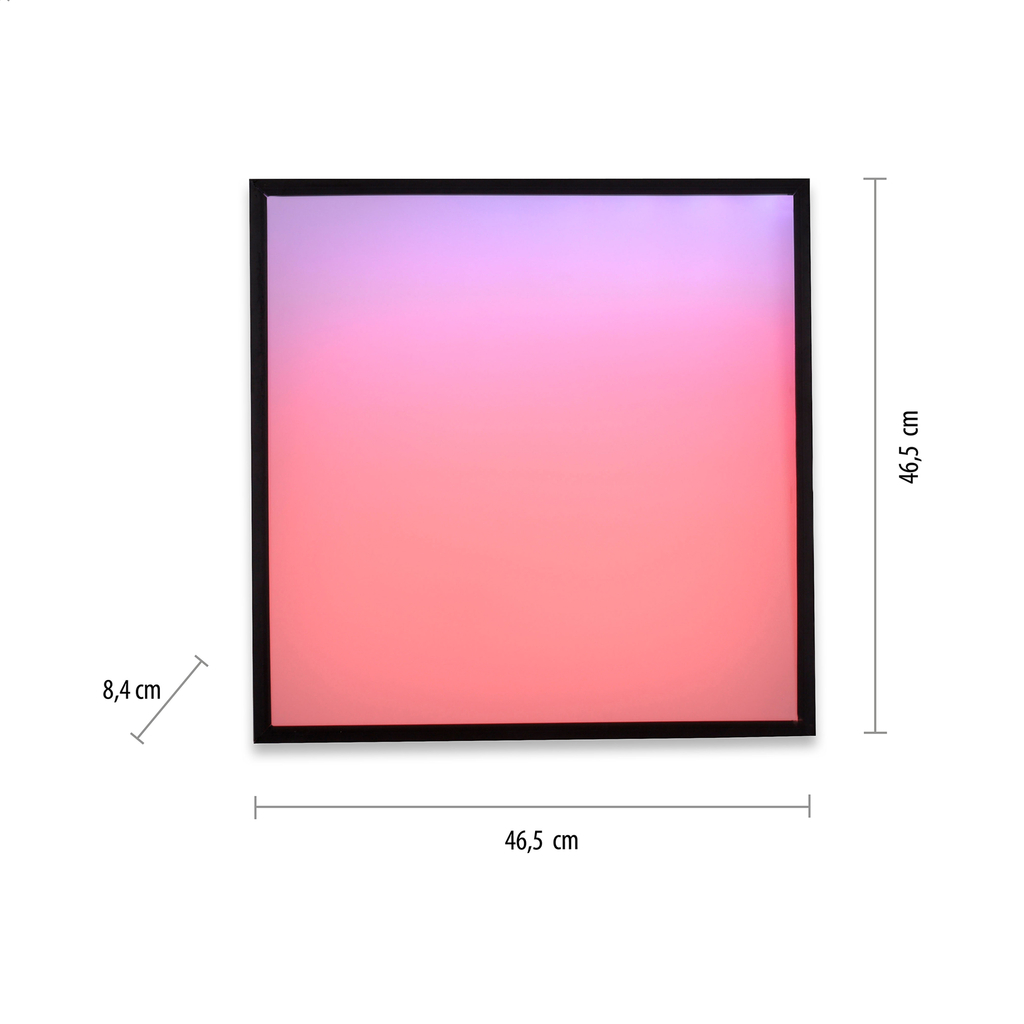 Stropné svietidlo LED RGB čierne MARIO s diaľkovým ovládaním 46,5x46,5 cm