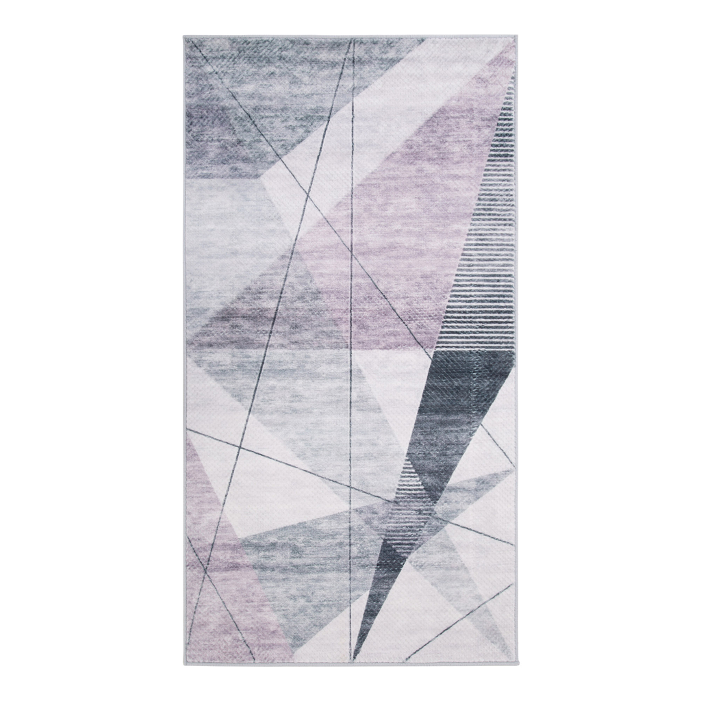 Geometrický koberec PUERTO sivo-ružový 80x150 cm