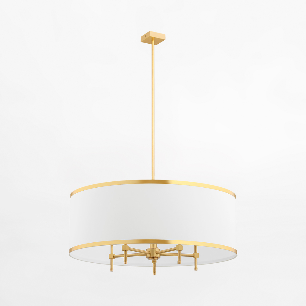 Závesné svietidlo s tienidlom v bielej a zlatej farbe ABBANO