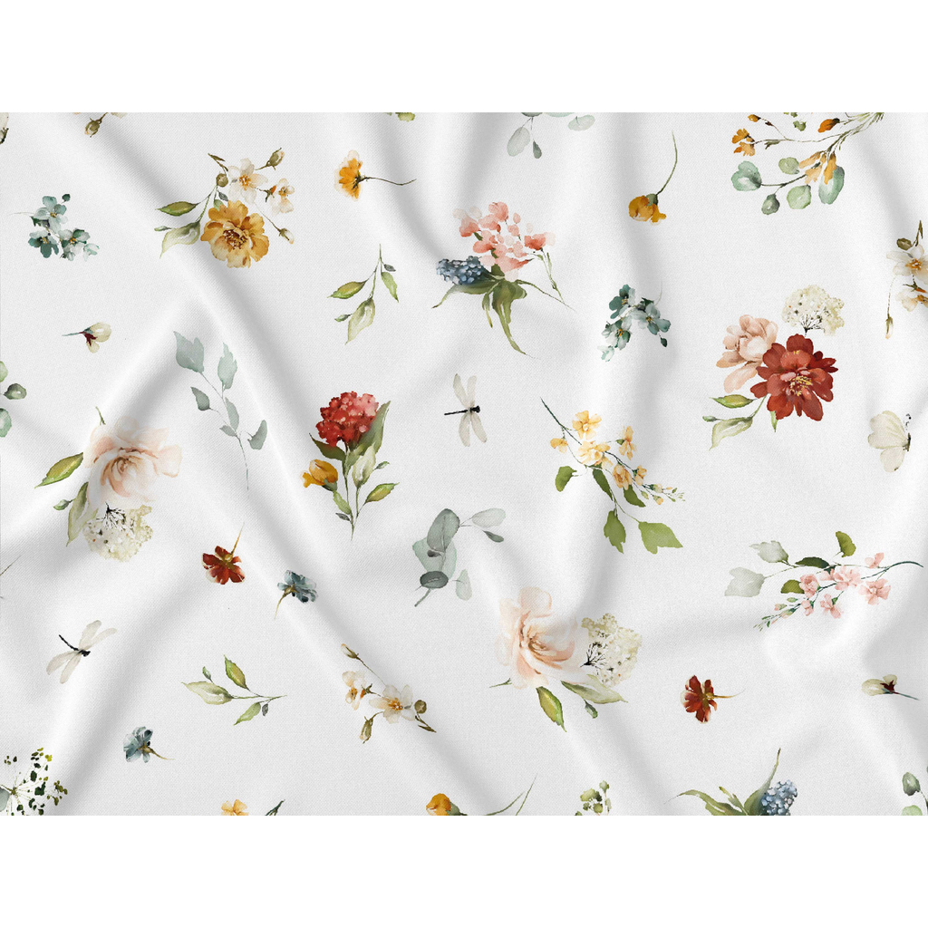 Biely obrus so vzorom kvetov 110 x 160 cm