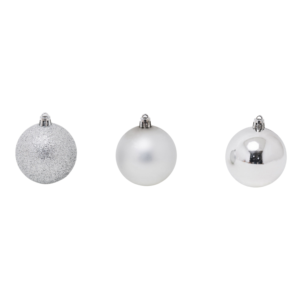 Sada strieborných ozdôb na vianočný stromček, 9 ks