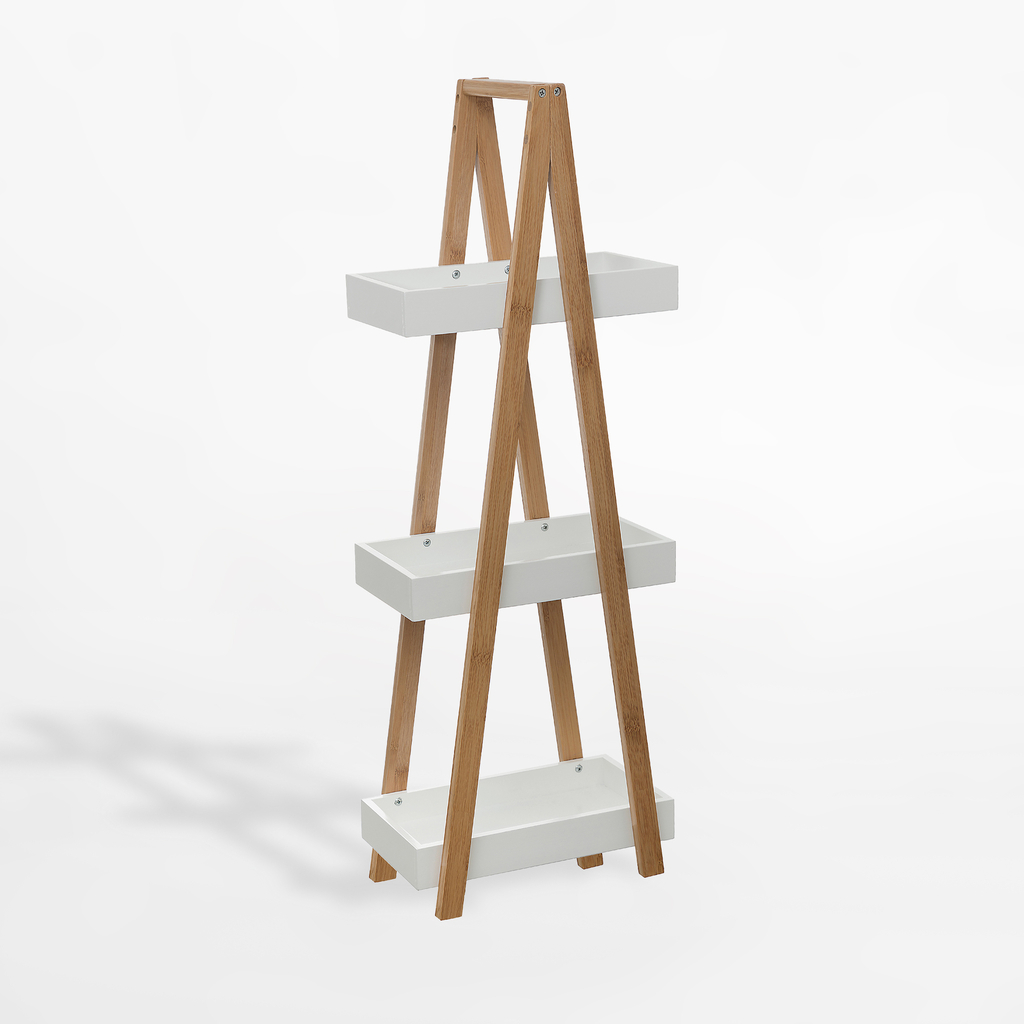 Kúpeľňový regál s 3 policami v bielej farbe 18x30x82 cm