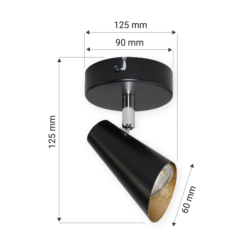 Nástenné svietidlo ORO AQUILA reflektor čierno-zlatý
