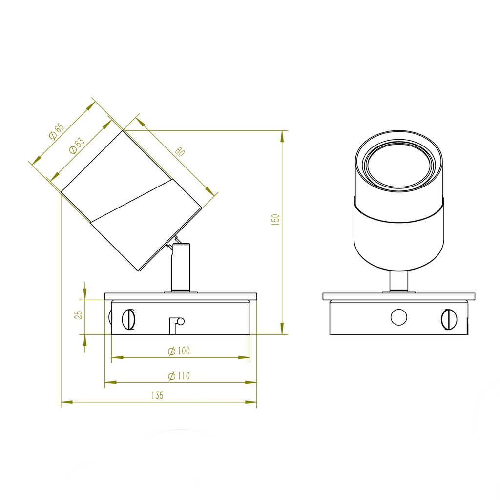 LED bodové nastenné svietidlo ARUNI nastaviteľný reflektor