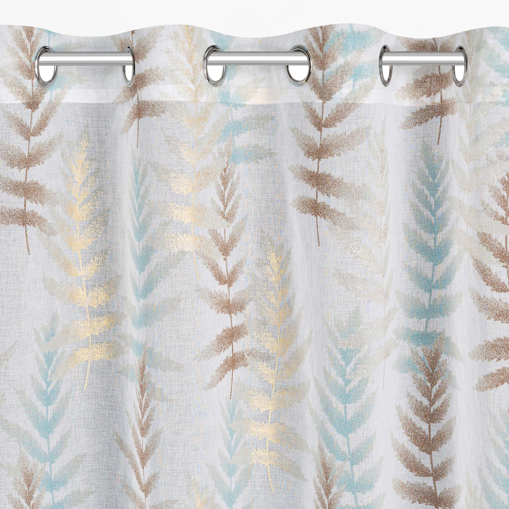 Záclona s priechodkami bielo-modrá RUTI 140x250 cm