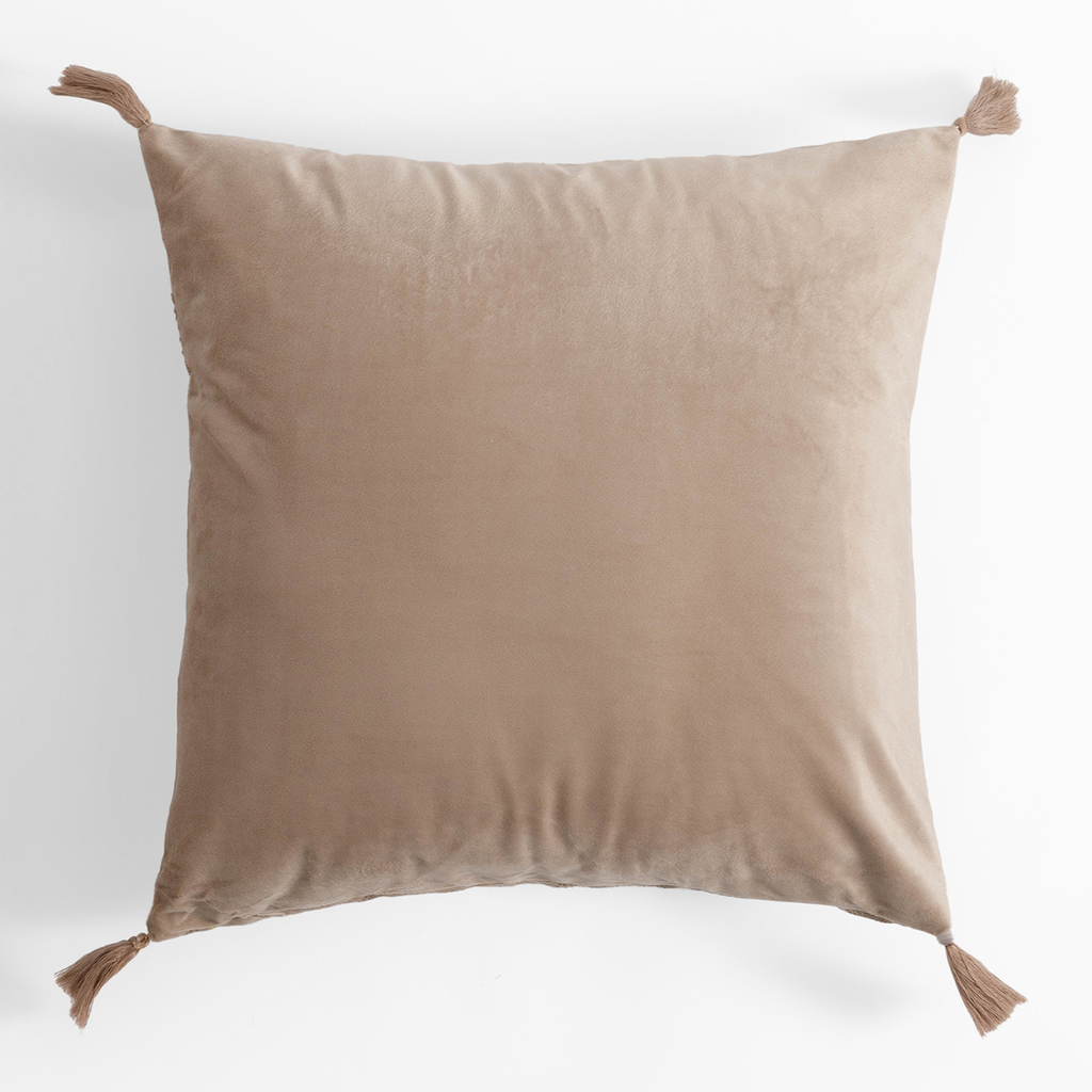 Velúrová obliečka na vankúš v béžovej farbe CASSIA 45x45 cm