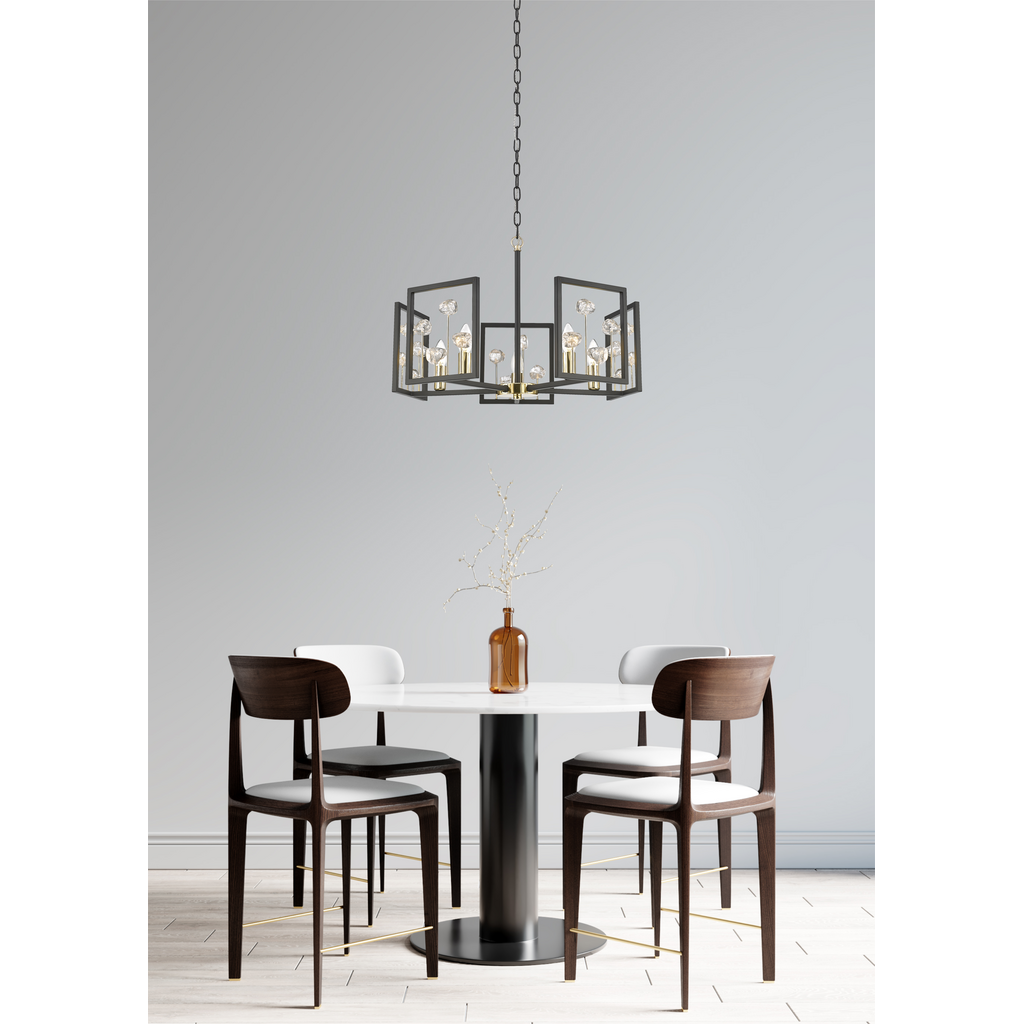 Závesné svietidlo s kryštálmi čierno-zlaté CAROLINE 5