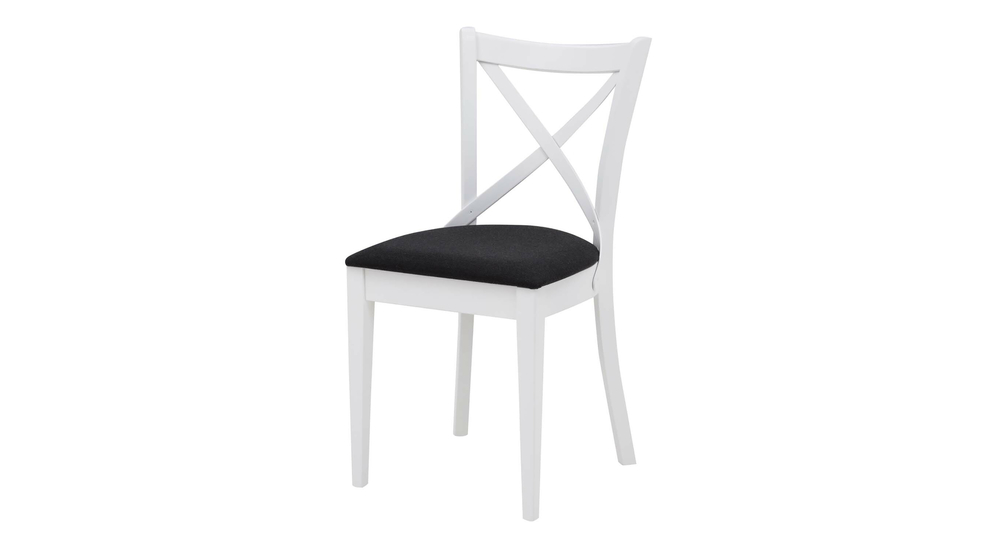 Drevená biela stolička s čiernym sedákom FRESCO