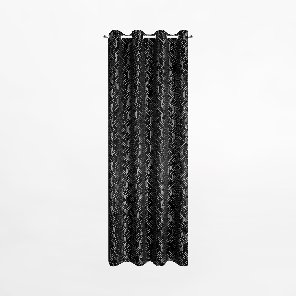 Záves na priechodkách v čiernej a striebornej farbe OLETA 140x250 cm
