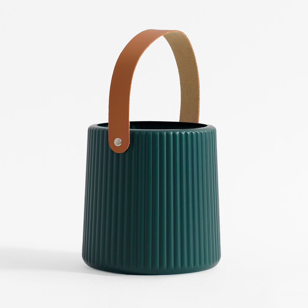 Kvetináč s rukoväťou zelený 15 cm